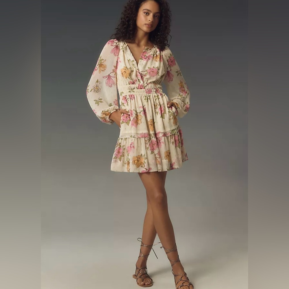 NWOT size XS Anthropologie Maeve The Somerset mini Long sleeve flower edition
